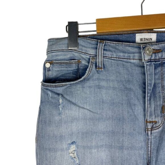 Hudson Blue Light Wash Natalie Midrise Ankle Super Skinny Distressed Jeans 29 - Picture 4 of 14